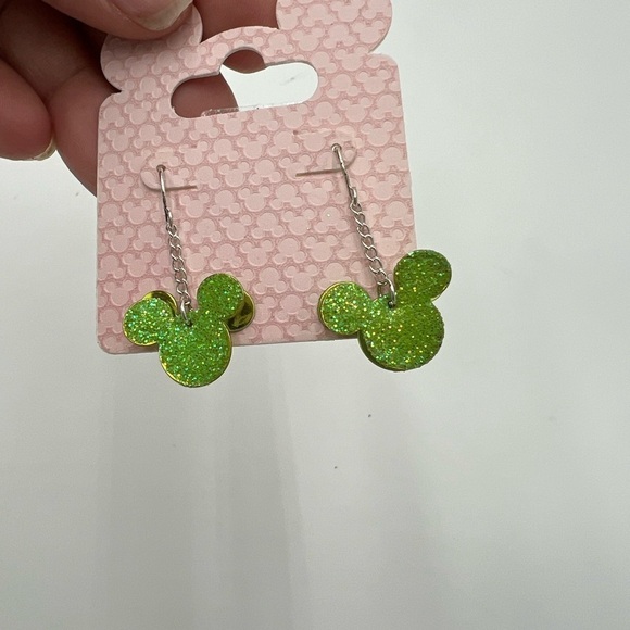 Green Glitter Mouse Earrings - Picture 1 of 6
